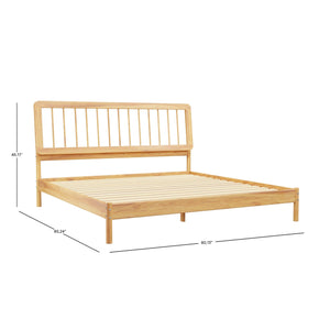 English Elm Walker Edison - Mid-Century Solid Pine King Spindle Bed Frame with Slat-Back Design, Stable Center Support, No Box Spring Needed Black 85 L x 25 W x 5 H B185P169173