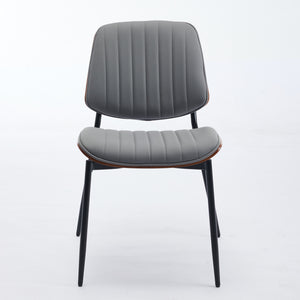 English Elm A&A Furniture Dining Chairs Set Of 2 - Mid-Century Modern Ergonomic Gray Pu Upholstered Seats W1143P191787