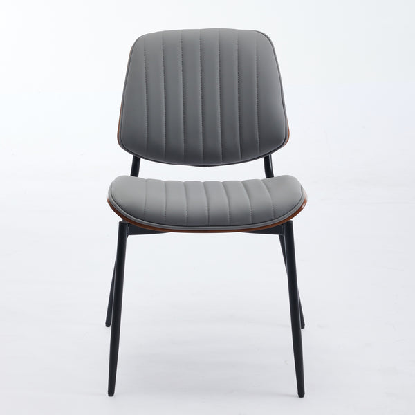 English Elm A&A Furniture Dining Chairs Set Of 2 - Mid-Century Modern Ergonomic Gray Pu Upholstered Seats W1143P191787