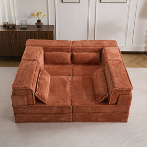 English Elm Compression Mahjong Sofa: Cozy Modular Floor Bed With Memory Foam & 4 Pillows, No Assembly, Orange W3723S00030