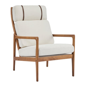 English Elm Christopher Knight Home® - Mid Century Modern Accent Armchair - Solid Wood Frame, High Back Beige Cushion, Stylish & Durable N767P298391B