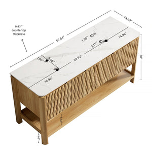 English Elm Nyah Floating Bathroom Vanity Cabinet Oak Plywood Led Lighting Soft Close Drawers W2615P346332