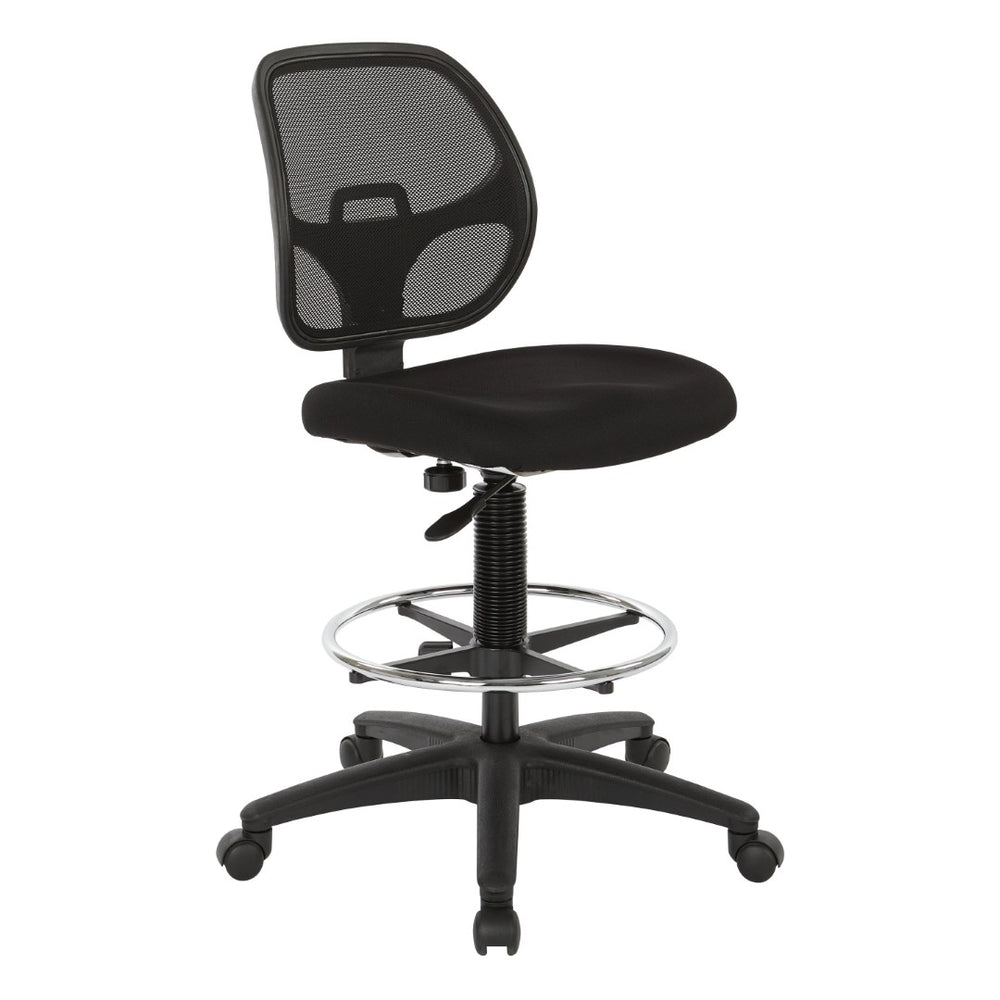 OSP Home Furnishings Deluxe Ergonomic Drafting Chair with Breathable Mesh Back and Padded Seat for Studio Use 18-In DC2990