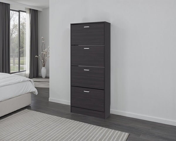 English Elm Kobuk Tall Enclosed Shoe Cabinet with Four Doors and Deep Shelves for Entryway B097P480476