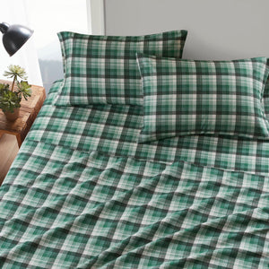 English Elm 4 Pcs Cozy Green Plaid Full Sheet Set – Soft 100% Cotton Flannel For Warmth & Everyday Comfort B035P319784