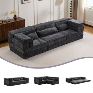 English Elm Compression Oversized Boneless Modular Sofa Bed - Versatile, No Assembly, Memory Foam Comfort In Dark Grey W3723S00021