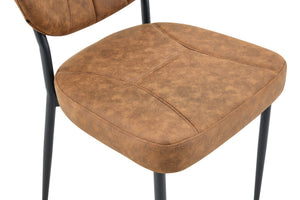 English Elm Dark Oil Waxed Faux Leather Dining Chair Set with Diamond Tufted High Back Metal Legs W3493P449253