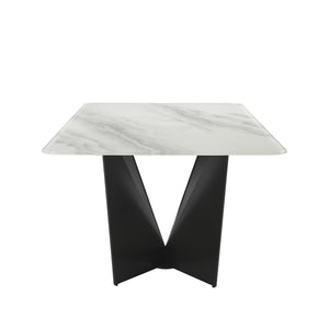 English Elm Olivia Glass Top Rectangular Dining Table with Flared Metal Legs Seats Six B2736S00028
