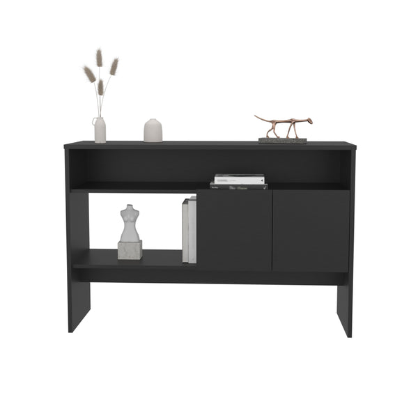 English Elm Console sleek engineered wood console table with two doors and three shelves for stylish storage Black 48.82 L x 18.9 W x 4.72 H B097P250862