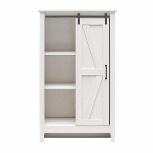 English Elm Alton Farmhouse Chest with Sliding Barn Door Five Drawers and Matte Black Hardware Oak B2733S00019