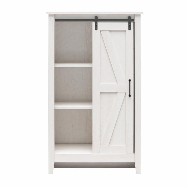 English Elm Alton Farmhouse Chest with Sliding Barn Door Five Drawers and Matte Black Hardware Oak B2733S00019