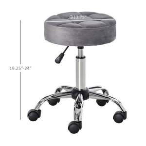 English Elm Office Velvet Tufted Rolling Stool with Pneumatic Height Lift for Vanity Salon Use T3971P389409