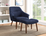 OSP Home Furnishings Waneta Chair and Ottoman Midnight Blue