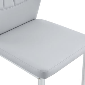 English Elm Table and Chair Set Marble Glass Top with Gray Pu Seating for Modern Dining W1151S04647