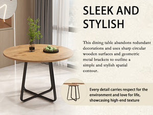 English Elm 43.3" Round Mdf Dining Table Seats Six with X Base Modern Minimalist Kitchen W1727P426752