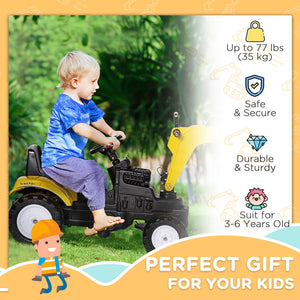 English Elm Aosom Kids Pedal Excavator Construction Digger Truck with Working Bucket and Horn W2225P217063