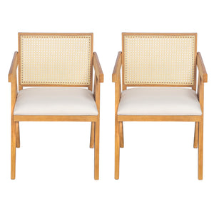 English Elm Christopher Knight Home® - Chandigarh Arm Dining Chairs Set Of 2 - Stylish Cane Upholstered Kitchen Chairs With Comfort & Charm N768P241396N