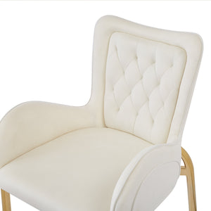English Elm Christopher Knight Home® - 28.75inch Velvet Counter Height Stool Set of 2 with Tufted Back, Gold Frame & Foam Comfort, 265lb White N762P199823K