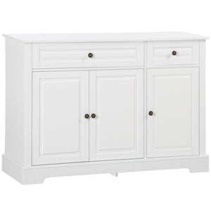 English Elm HOMCOM Modern Sideboard Buffet Cabinet with 2 Drawers, Adjustable Shelves, Anti-Tip Sturdy Storage White W2225P173873