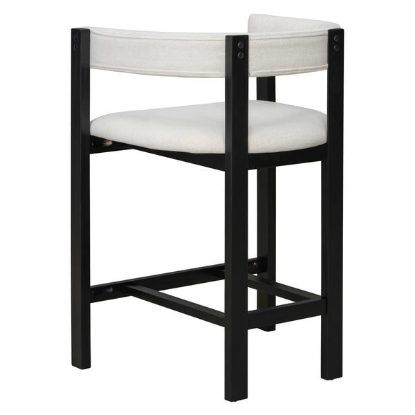 English Elm Christopher Knight Home® - COUNTER Mid-Century Modern 2-Piece Upholstered Barrel Back Stools with Rubberwood Frame and Foam Padding Beige+Black N771P243848B