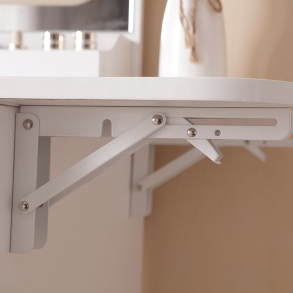 English Elm Vanity Desk With Adjustable Led Mirror, Hidden Storage Stool & Built-In Charging Station For Beauty W3008P234569-GIGA