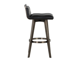 Sunpan Arizona Swivel Barstool - Stylish Art Deco Design with Antique Brass Finish and 360-Degree Comfort Castillo Black