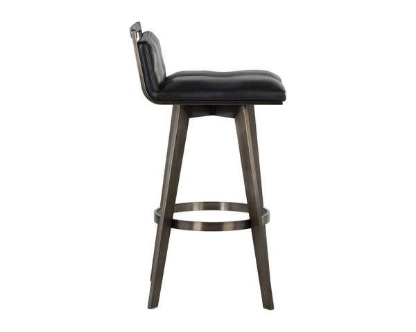 Sunpan Arizona Swivel Barstool - Stylish Art Deco Design with Antique Brass Finish and 360-Degree Comfort Castillo Black