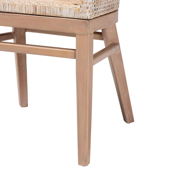 English Elm Modern Seagrass Woven Acacia Wood Dining Chair Set Bohemian Organic Style B2750P467721