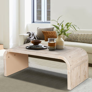 English Elm Farmhouse Art Deco Coffee Table Curved Apron Wood Distressed Antique Living Room W1445P331901