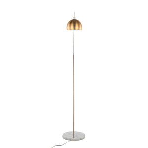 English Elm March Arc Floor Lamp with Marble Base Antique Brass Globe Shade for Modern Living B202S01373