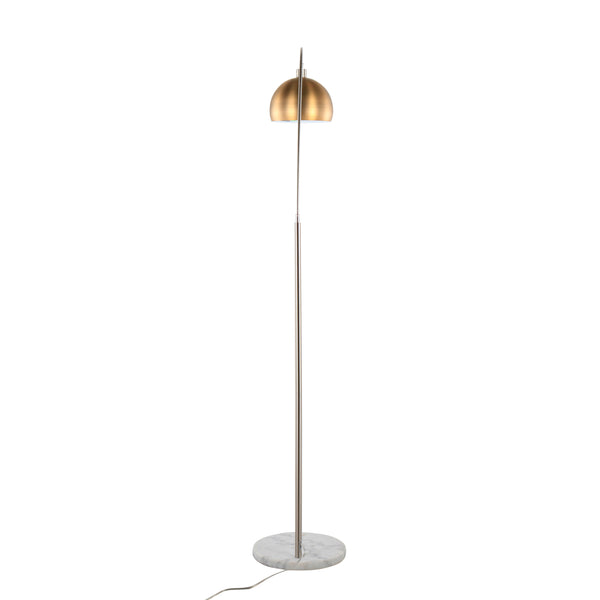 English Elm March Arc Floor Lamp with Marble Base Antique Brass Globe Shade for Modern Living B202S01373