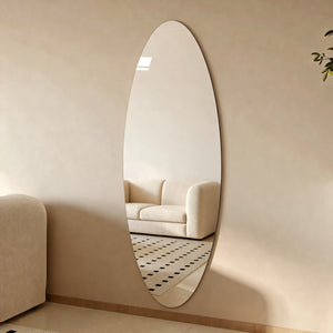 English Elm 63" Oval Frameless Full Length Wall Mirror Hd Silver Glass Shatterproof Bedroom Salon W2709P435604