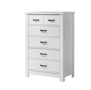 English Elm Cosmo Five Drawer Chest White Laminate Finish Matte Black Hardware Bedroom Storage B2749P413328