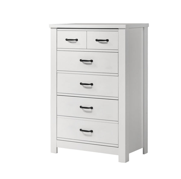 English Elm Cosmo Five Drawer Chest White Laminate Finish Matte Black Hardware Bedroom Storage B2749P413328