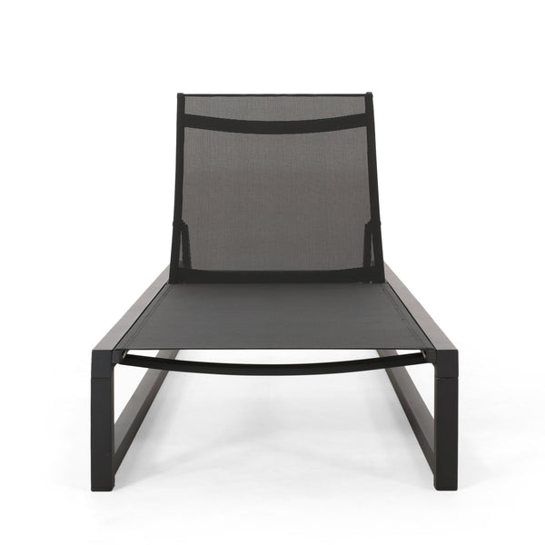 English Elm Christopher Knight Home® - Venice Outdoor Chaise Lounge - Adjustable, Breathable & Durable Black Aluminum Lounge For Patios 61698.00BBLKMP2