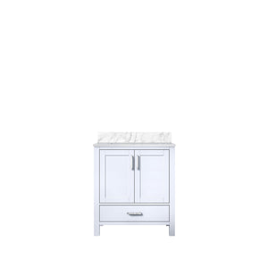 English Elm White Solid Wood Bath Vanity 30"W x 22"D with Carrara Marble Top, Soft-Close Drawer, Spacious Storage B2731P258774