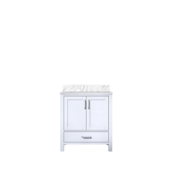 English Elm White Solid Wood Bath Vanity 30"W x 22"D with Carrara Marble Top, Soft-Close Drawer, Spacious Storage B2731P258774
