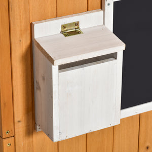 English Elm Outsunny Solid Fir Wood Kids Outdoor Playhouse with Door Windows Bench Mailbox W2225P217343
