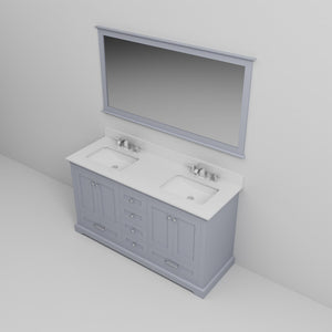 English Elm Dark Grey Double Bath Vanity Set With White Quartz Top, Chrome Faucet, And 58" Mirror Included B2731S00982