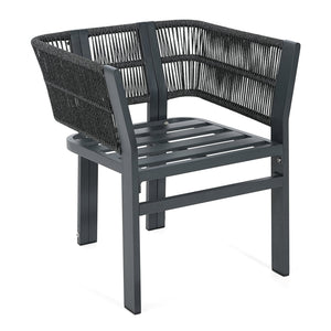 English Elm Outdoor Woven Rattan Aluminum Dining Chairs Set of 2 Coastal Patio Seating Grey N779P368549G