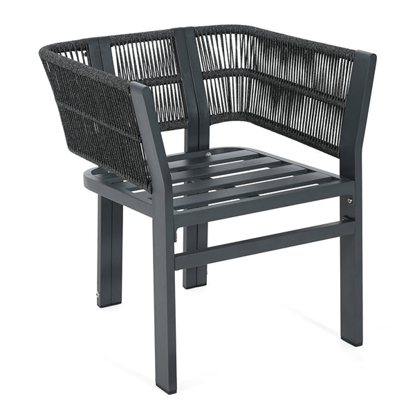 English Elm Outdoor Woven Rattan Aluminum Dining Chairs Set of 2 Coastal Patio Seating Grey N779P368549G