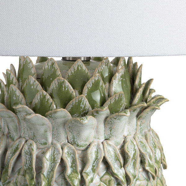 Crestview Collection Blue Ceramic Coastal Lamp With Pineapple Design, Linen Shade & 3-way Switch For Tropical Charm   Cvap3237