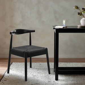 English Elm Weave Dining Chairs Set Of 2 - Elegant Mid-Century Modern Oak Frame With Handwoven Twine Seats T3623P371948-GIGA