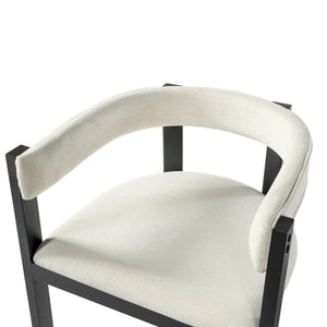 English Elm Bar Stools Set of 2 Rubberwood Barrel Back Counter Height Kitchen Island Seating Beige+Black N771P375072B
