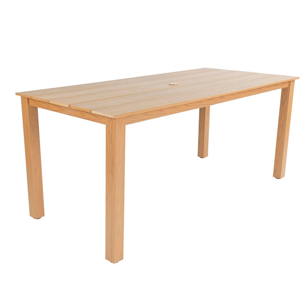 English Elm 68.9-inch Outdoor Rectangular Dining Table Hips Wood Grain Seats Six with Umbrella Hole W2085P364122