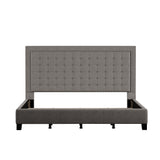 Homelegance By Top-Line Sinead Square Button-Tufted Upholstered Bed Grey Linen