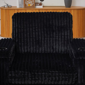 English Elm 42.5-inch corduroy single recliner with cup holder, storage ottoman, plush back pillow for lounging Black W834P375124