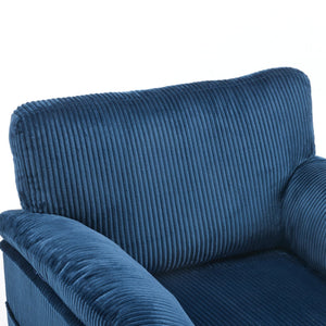 English Elm 33 Inch Oversized Swivel Corduroy Lounge Chair with Plush Chenille Cushioning and Support Springs Blue W1829P265013