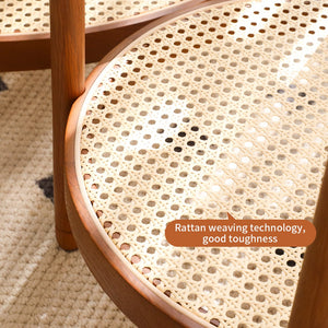 English Elm Modern Farmhouse Round Coffee Table Set - Stylish Nesting Wooden & Glass Design For Living Spaces W2105P210284