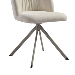 English Elm Hallie Swivel Upholstered Dining Chair Set Cream Fabric Ergonomic Curved Back for Two B2736P464807